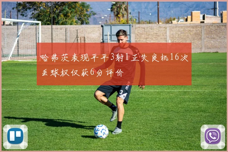 哈弗茨表现平平3射1正失良机16次丢球权仅获6分评价